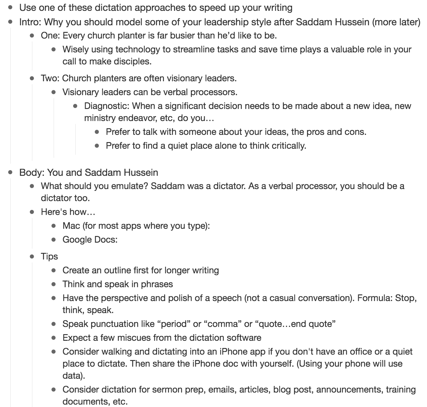 Example Outline for Creative Writing Trick